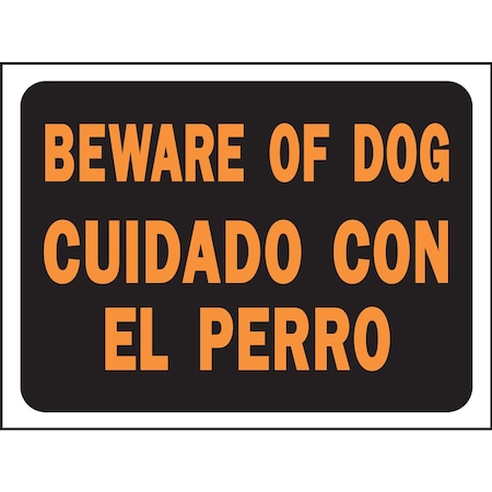 Bi-Lingual Beware Of Dog Sign 8.5 X 12.5, 10PK